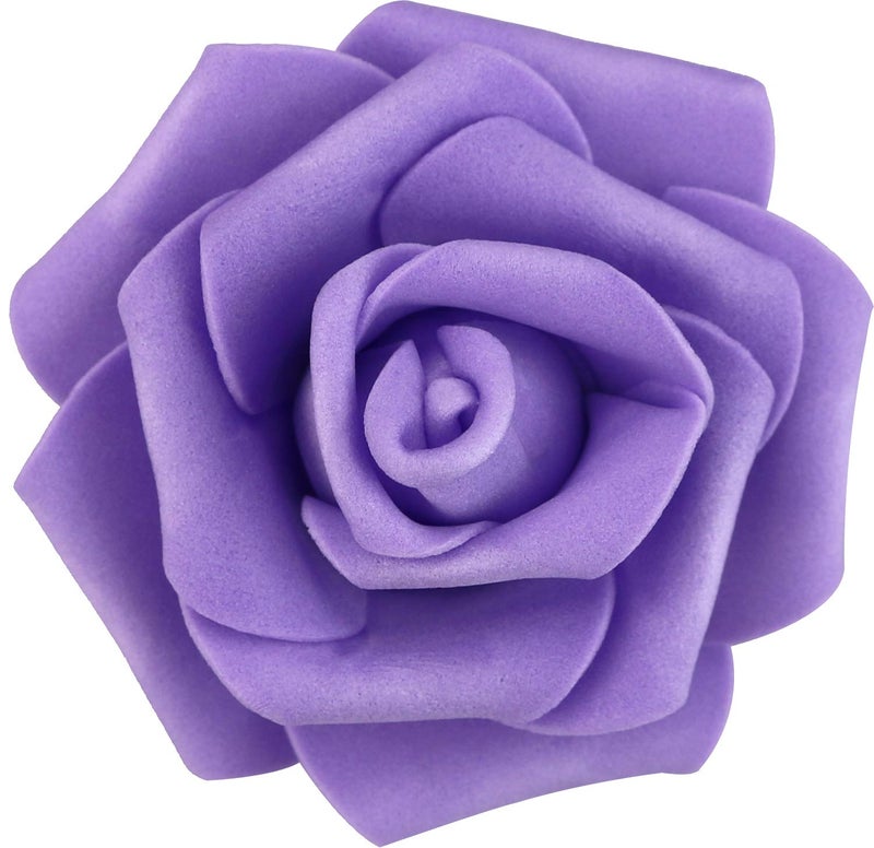 Lightingsky 3 x 1.6 x 3 inches 100pcs DIY Real Touch 3D Artificial Foam Rose Head Without Stem for Wedding Party Home Decoration (Purple) - Image 3